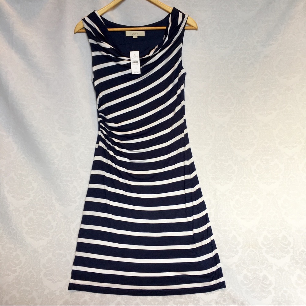 Ann Taylor LOFT Navy/White stripe Dress XS